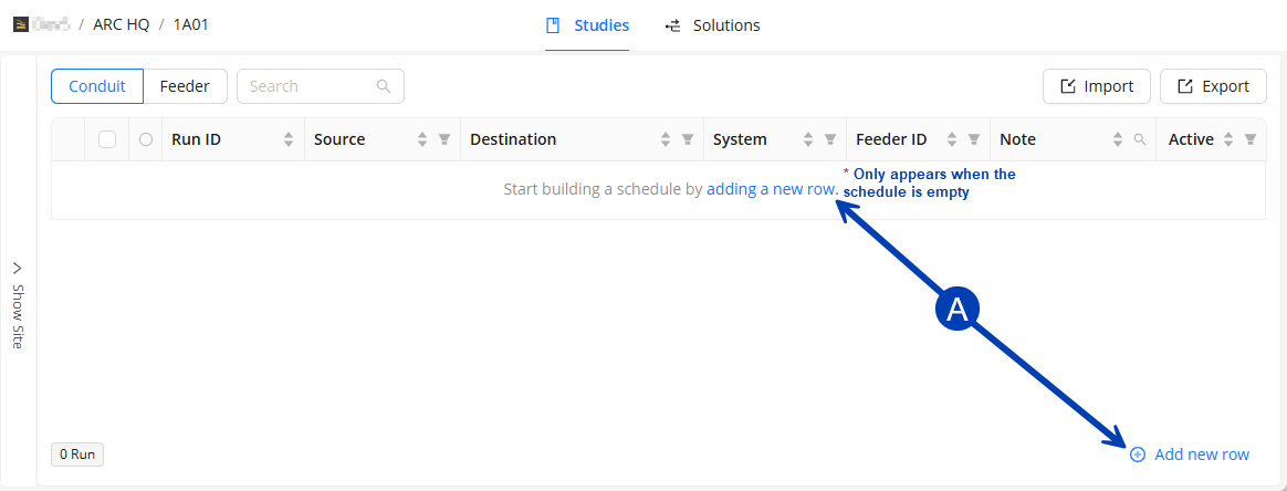 Instructions for adding a new row in the schedule table are highlighted.